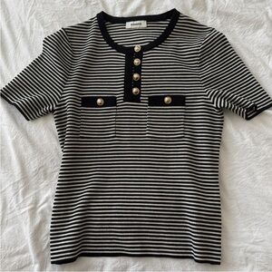 Sandro Paris Striped Button Top
